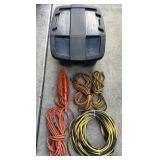 (5) Extension Cords In Suncast Bin