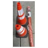 (2) Safety Cones & Orange Barrier