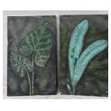 (2) Crushed Glass Tropical Plant Art