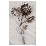 Vintage Silver Tone Filigree Floral Brooch