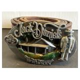 Vintage Jack Daniel's Belt Buckle & Leather Belt