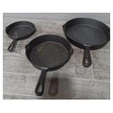 (3) Cast-Iron Skillets