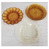 (3) Amber & Yellow Glassware