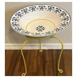 Beautiful Italian Wrought Iron & Ceramic Birdbath