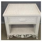 White Wicker Style Nightstand