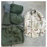 (2) Army Sleeping Bags W/ Bag & Extras
