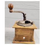 Antique Wood Hand Crank Coffee Grinder