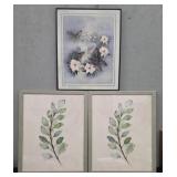 (2) Framed Leaf Paints & (1) Butterfly Paint