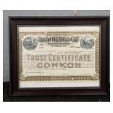 Framed Choclaw Oklahoma & Gulf Certificate