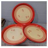 (3) Vintage Red Serving Trays