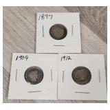 1897, 1908, 1912 Barber Dimes