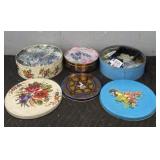 (7) Cookie Tins w/ Assorted Marbles