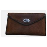 Vintage Hand Tooled Leather Brown Floral Wallet
