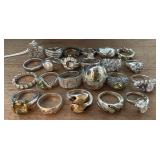 (23) Beautiful Sterling Silver Rings w/ Gemstones