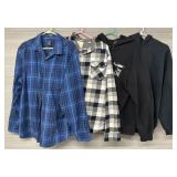 (4) Menï¿½s Hoodies & Plaid Button Up Shirts