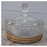 Vintage Glass Candy Dish w/Lid