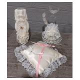 Wedding Ring Pillow Candle & Cake Topper
