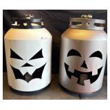 (2) Metal Propane Tank Jack-O-lanterns