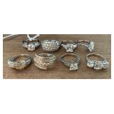 (8) Beautiful Sterling Silver & CZ Rings