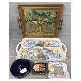 (2) Vintage Serving Trays & Other Collectibles