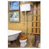 and toilet w/elevated tank >