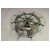 oak ships wheel coffee table