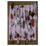 assorted spoons and metal baits, sell as shown