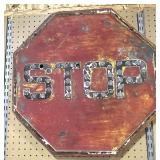 Vintage Porcelain Cat Eye stop sign;