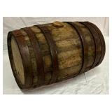 Primitive Banded Wooden Barrel>