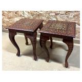 Vintage Inlay Side Tables;
