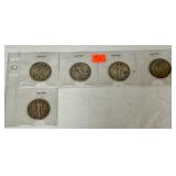 13. (5) U.S. Walking Liberty Half Dollars>