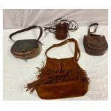 Vintage Suede Fringe & Leather Bags;
