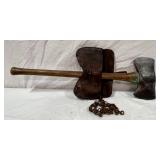 U.S. Forest Service Vintage Double-Bit Axe w/Sheath>