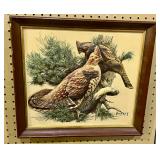 3-D Embossed print of Two Ruffed Grouse By Fred Sweney;by 