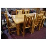 Peeled Log Dine Table with 6 Chairs
