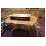 Bridged Twin Pedistal Oak Dining Table >