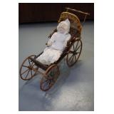 small wooden doll cradle 