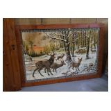 large framed tapestry, 77in wide x 52in tall