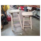 (2) Vtg Wooden Stools