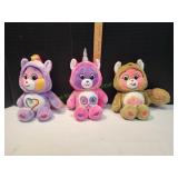 (3) Care Bear Hoody Friends Plush Toys