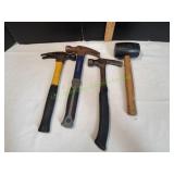 (3)Claw Hammers & (1)Mallot