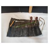 Vtg Tool Pouch w/ Leather Working Tools