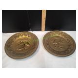 (2) Fox Hunt Brass Wall Plates