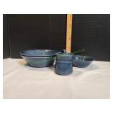 (2)Pottery Trail Serving Bowls w/Sugar Dish &