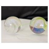 (2)Clear Jumbo Marbles/(1)White & (1)Yellow Ribbon