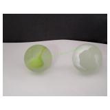 (1)Green/(1)White Frosted Ribbon Jumbo Marbles