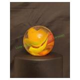 Clear Yellow / Orange Ribbon Super Jumbo Marble