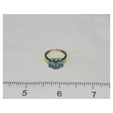 Vtg 10K Blue Stone Ring, Sz 7
