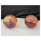 (2) Orange Glass Jumbo Marbles