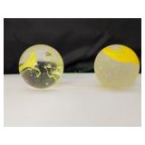 (1)Clear/(1)Frosted Yellow Ribbon Jumbo Marbles